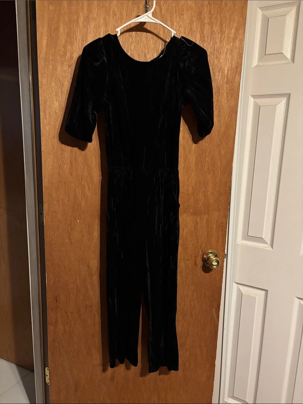 Cat & Jack Black Velvet Puff-Sleeve One-Piece